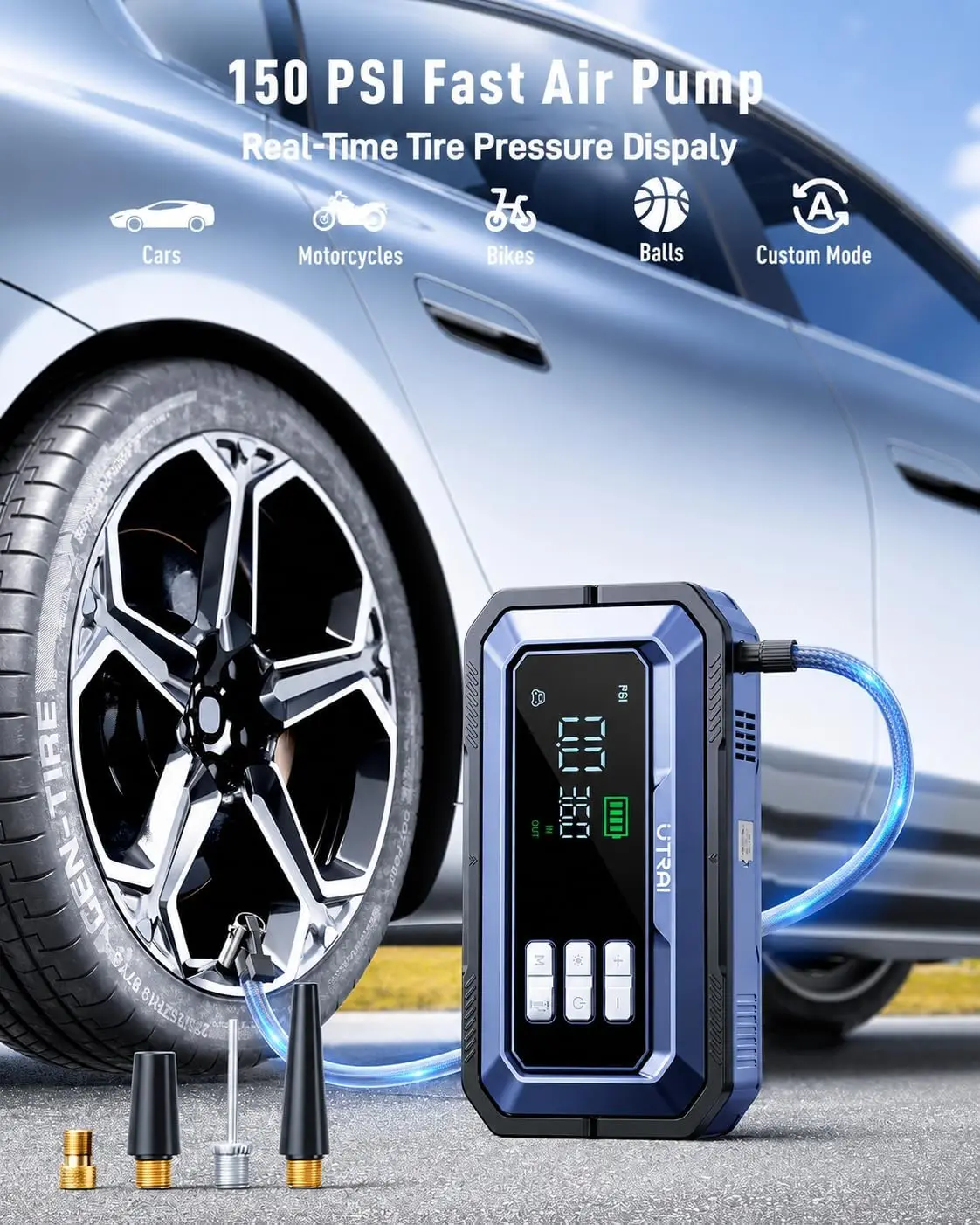 Jump Starter with Air Compress - огляд і ціна Car Portable Tire Inflator